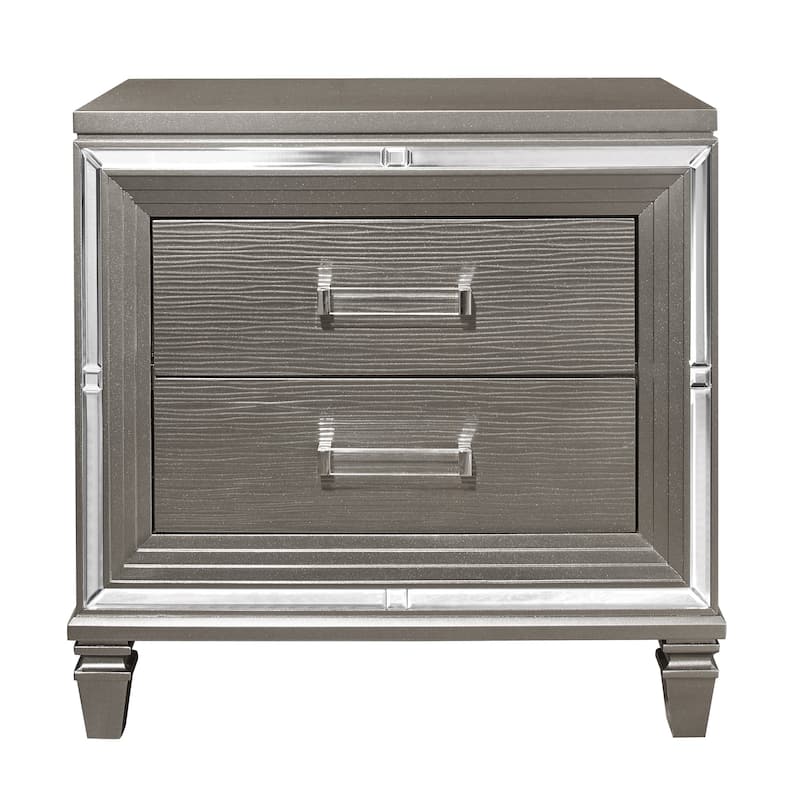 Glam Style Bedroom Set 3pc LED Light Bed Nightstand Chest