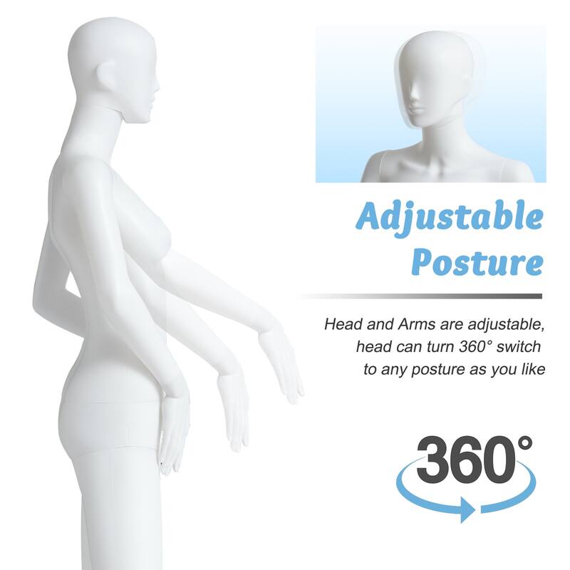 Full Body Mannequin Famale Male Dress Form Display, Manikin Torso Stand Realistic Mannequin for Retail Clothing Shops, White