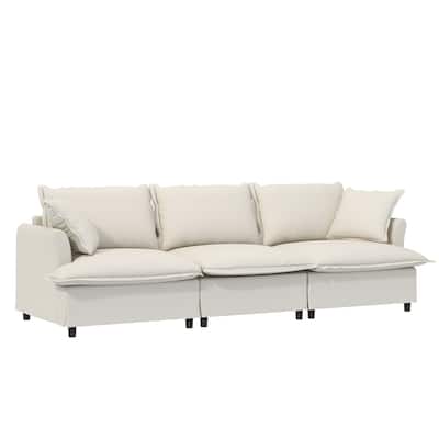 94" Chenille 3-Seater Sectional Sofa with Pillows
