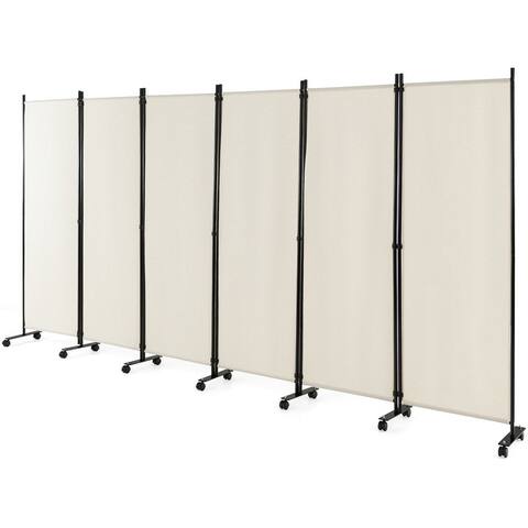 Costway 6-Panel Folding Room Divider 6FT Rolling Privacy Screen with