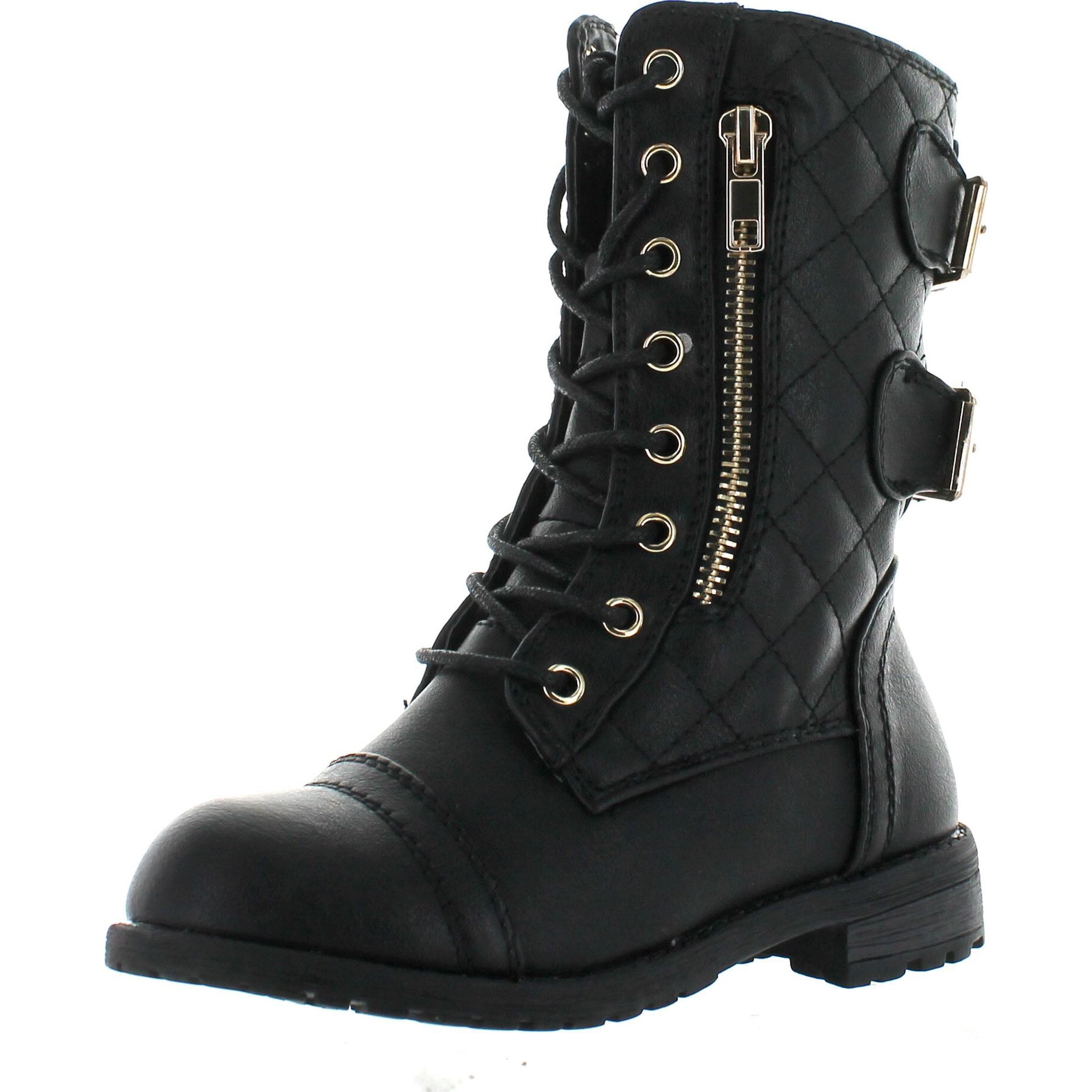 Buckle Lace Up Combat Boots - Overstock 