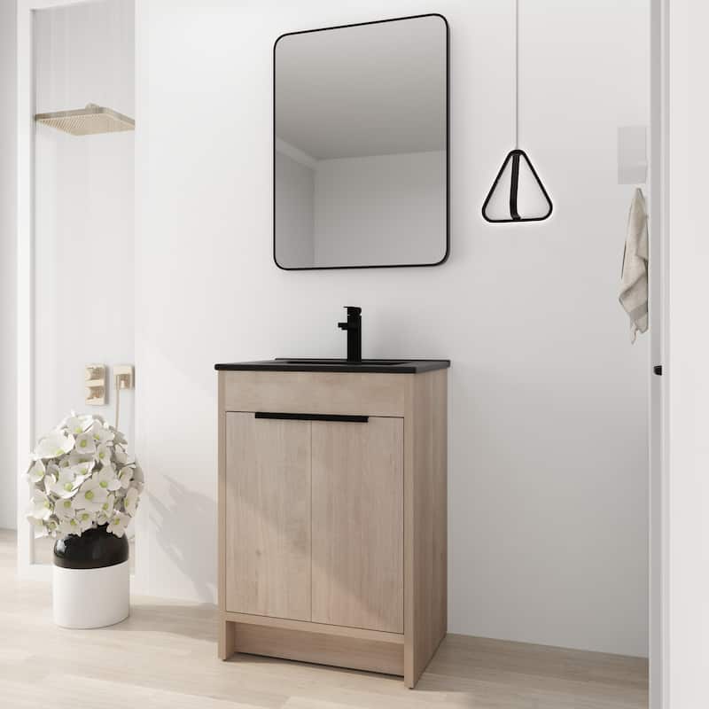 BNK 24/30/36 inch Freestanding Single Sink Bathroom Vanity with Soft Close Door and 1 adjustable shelf