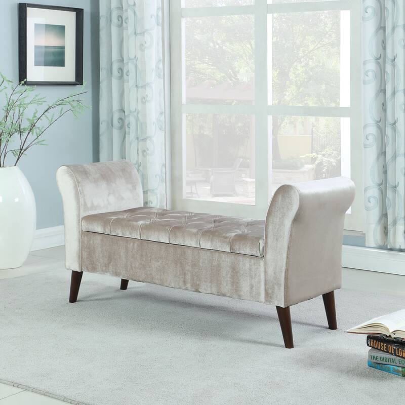 25 In. Collette Tufted Storage Bench with Armrest