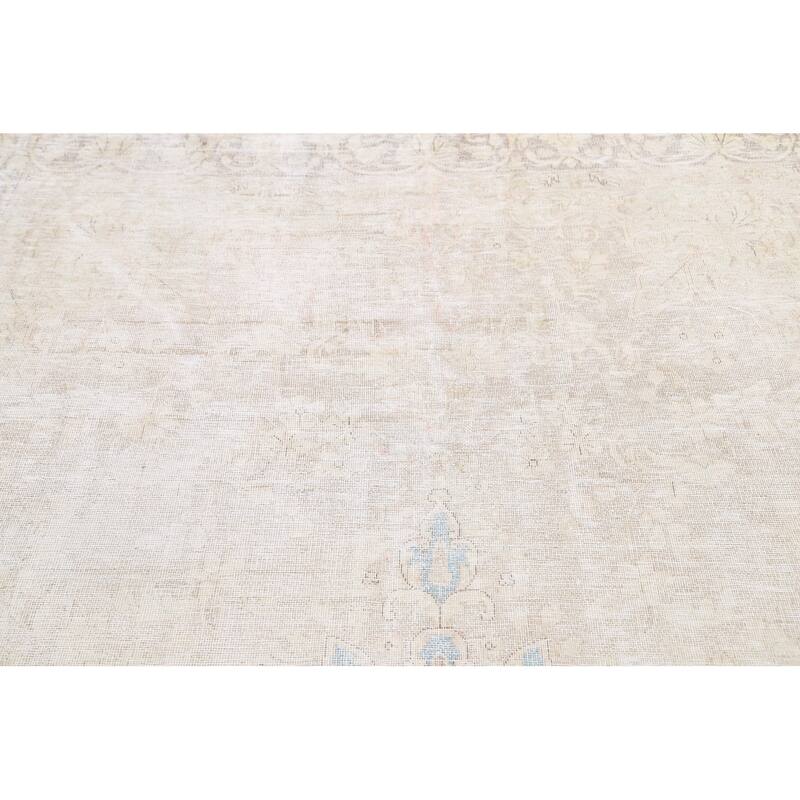 Muted Distressed Kerman Persian Area Rug Wool Hand-knotted Carpet - 6'3" x 9'11"