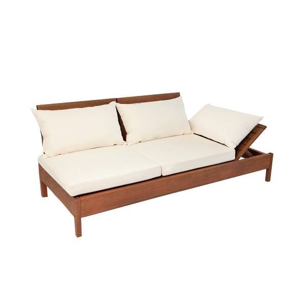 Shop Kiobu Eucalyptus Wood Reclining Lounge Chair Sofa With