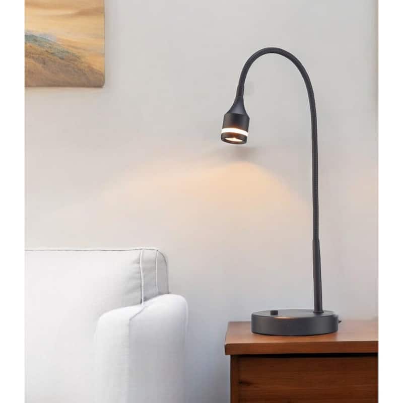HomeRoots 18" Black Metal Adjustable LED Desk Lamp - 11 x 17 x 18