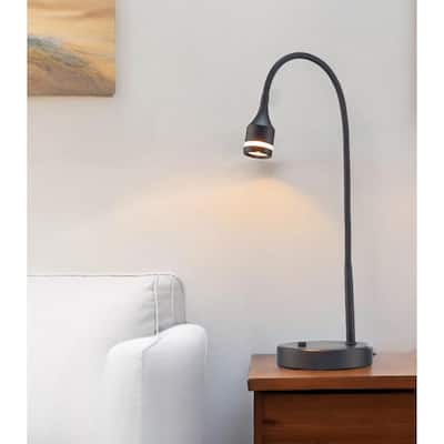 HomeRoots 18" Black Metal Adjustable LED Desk Lamp - 11 x 17 x 18