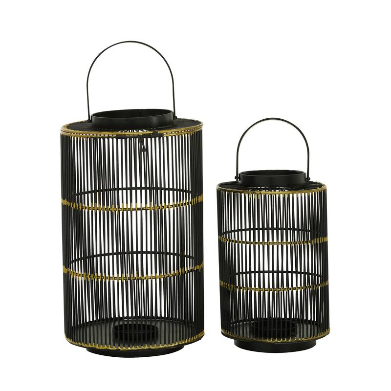 Metal Decorative Candle Lantern - Set of 2 Black - CosmoLiving by Cosmopolitan - 9"W x 9"L x 15"H