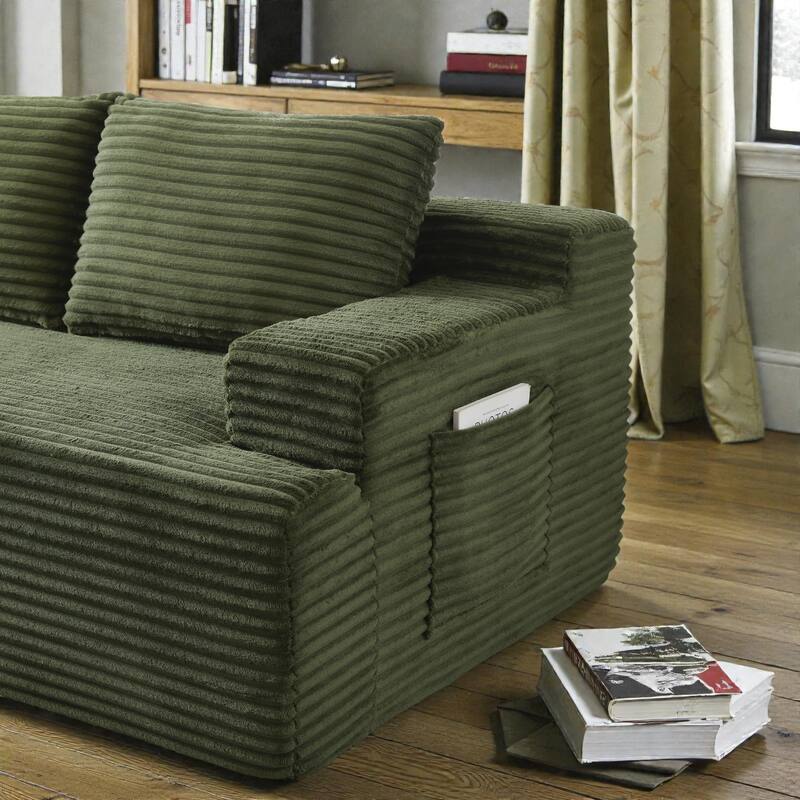 L Shaped Cloud Sectional Sofa with Deep Seat, Corduroy Modular Sleeper Couch, No Assembly Required