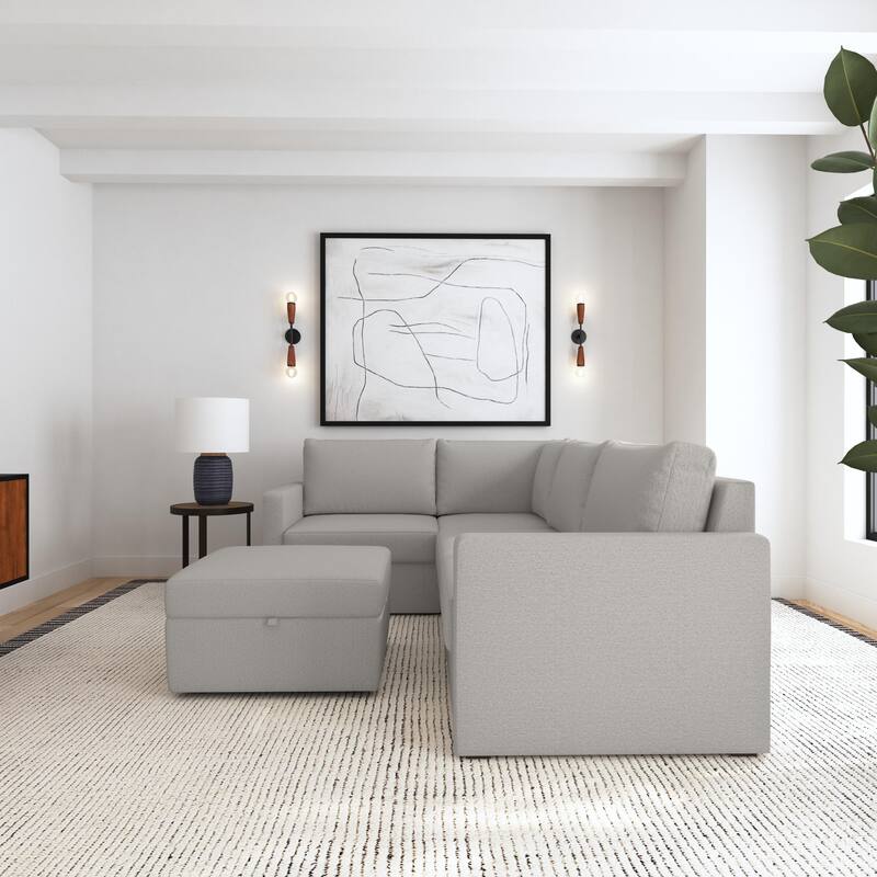 Flexsteel 4-Seat Modular Sectional with Storage Ottoman - 103" x 35" x 72" - Taupe