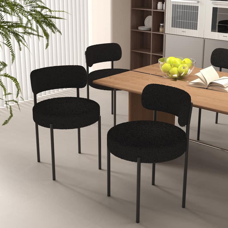 Boucle Upholstered Side Dining Chair Set