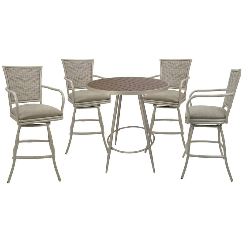 Outdoor/Indoor Metal Pub Set - Erin 30" Swivel Bar Stools - 30" Seat Bar Height - Knobbly Taupe - Beige
