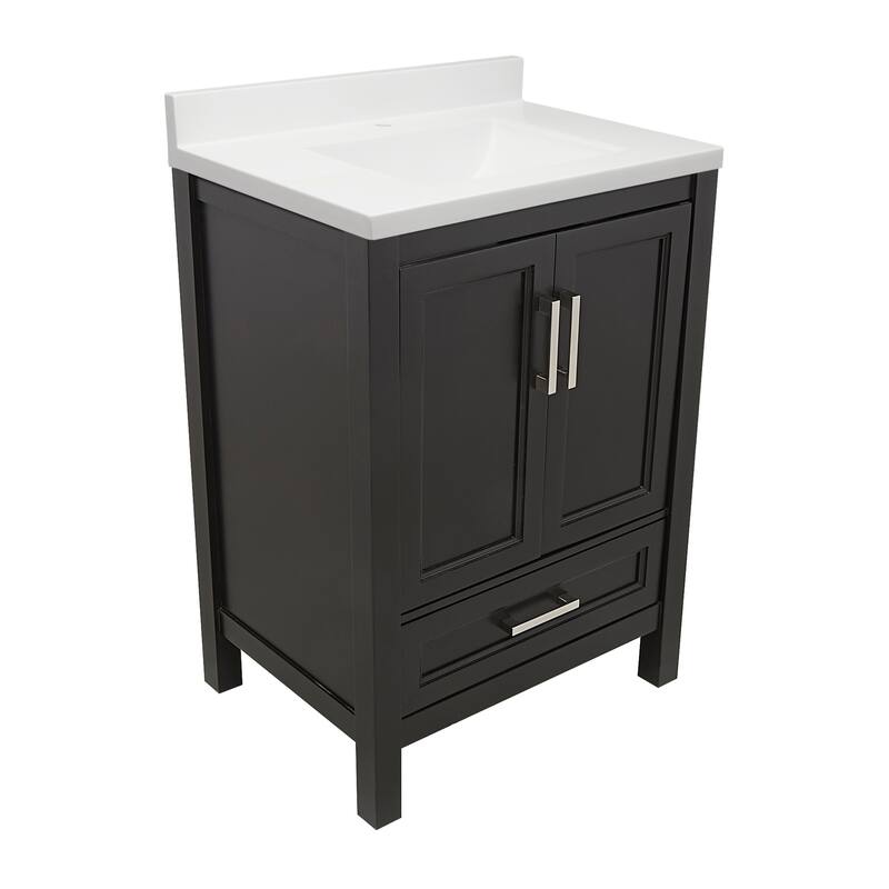 Nevado 25 in. W x 19 in. D x 36 in. H Bath Vanity in with White Cultured Marble Top Single Hole