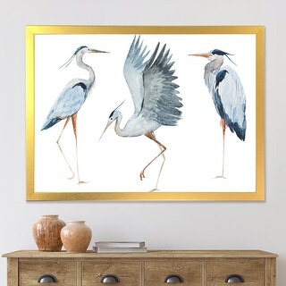 Designart "Heron Birds II" Traditional Framed Art Print