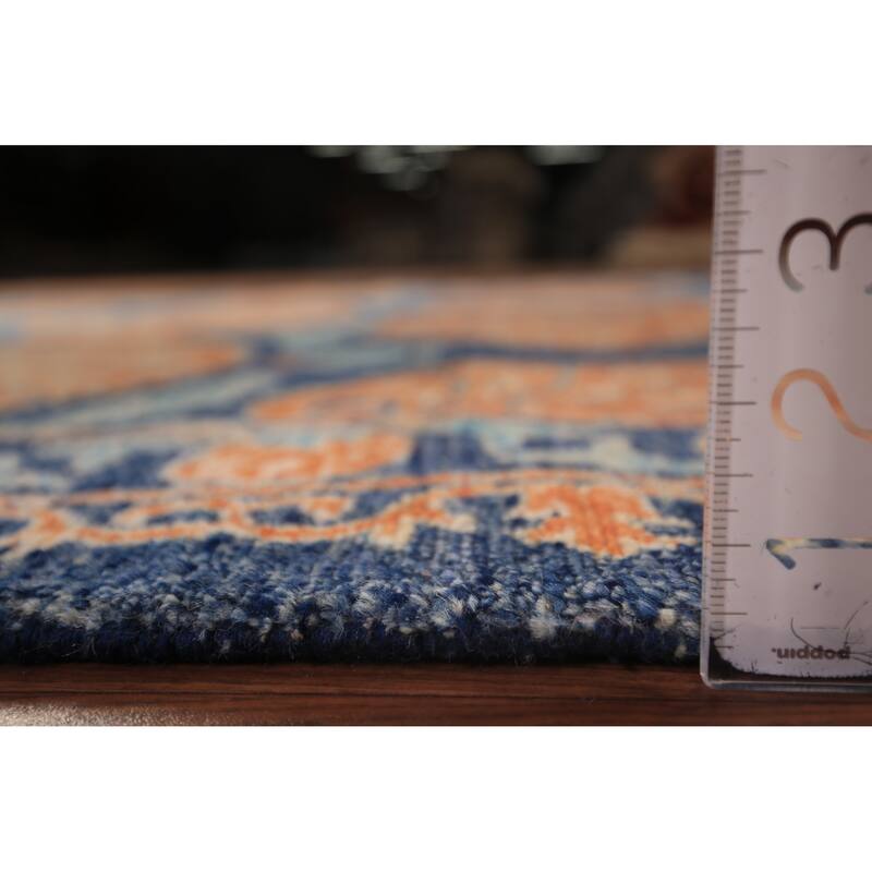 Blue & Orange Ziegler Vegetable Dye Area Rug Hand-Knotted Wool Carpet - 6'2" x 9'5"
