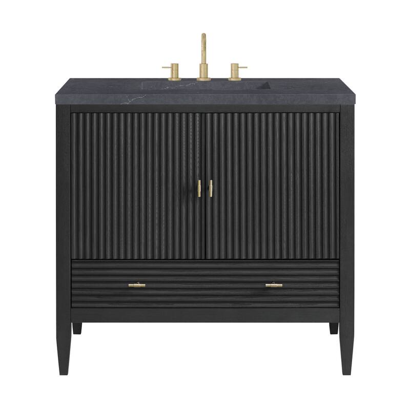 James Martin Vanities 485-V36-3CSP Myrrin 36" Single Basin Wood Vanity - Carbon Oak - Oak Finish