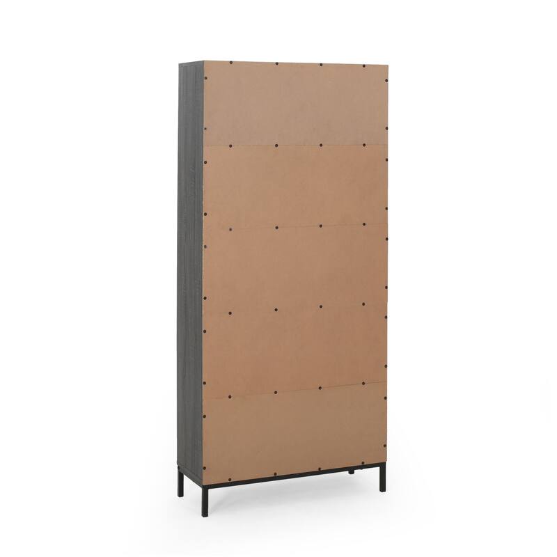 Eby Cube Bookcase, 9 Storage Spaces, Drawer, Cabinet 67 Inch Dark Gray