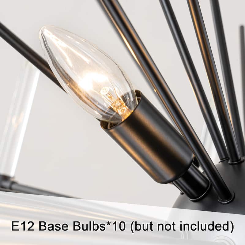 Starsky 10-Light Modern Sputnik Ceiling Light Black Glam Chandelier