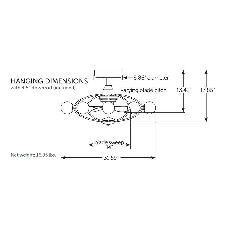 Fanimation Kerring 32 inch Indoor Ceiling Fan with LED Light Kit and Remote - Chrome with Clear Blades
