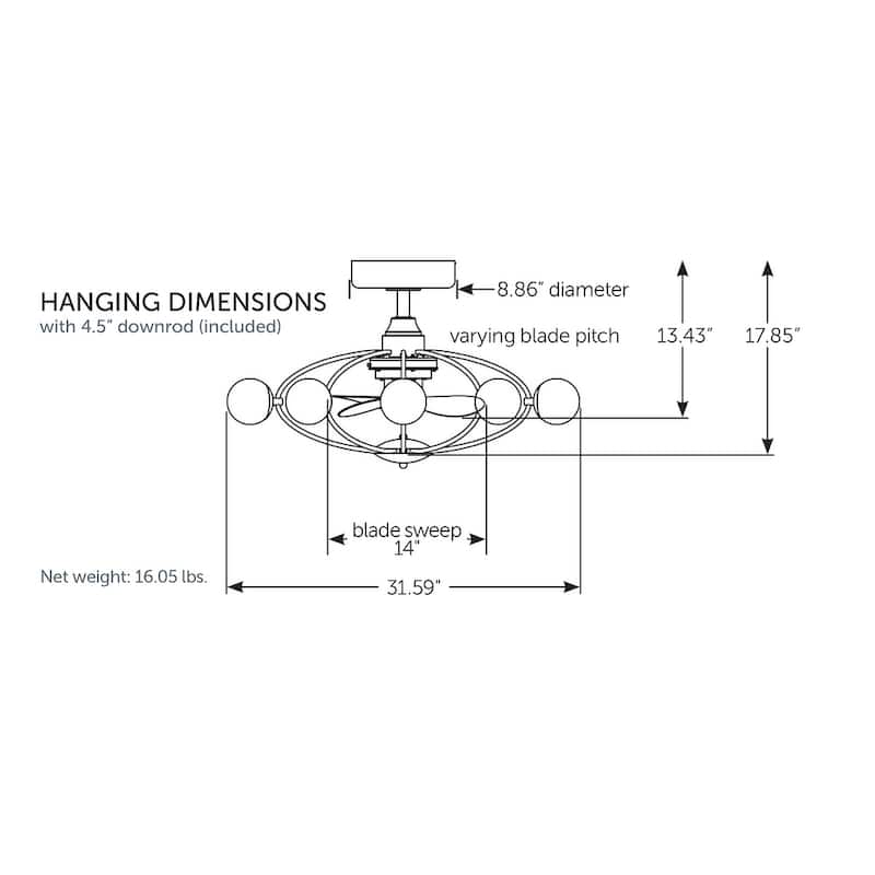 Fanimation Kerring 32 inch Indoor Ceiling Fan with LED Light Kit and Remote - Brushed Satin Brass - Brushed Satin Brass