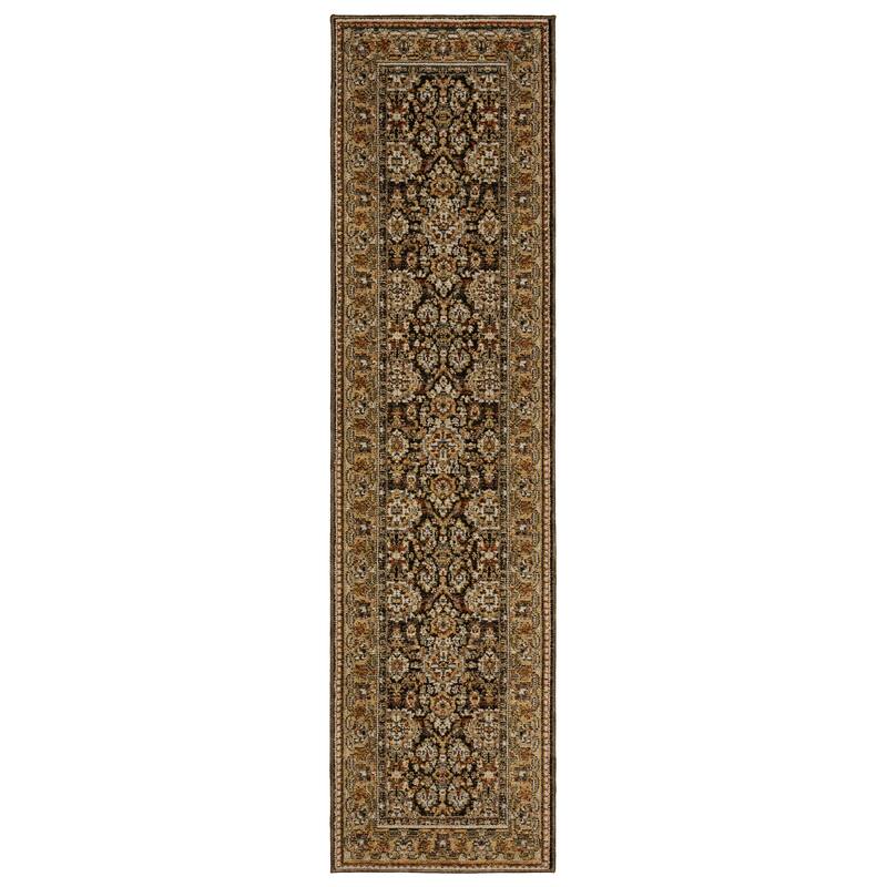 Style Haven Adalynn Bordered Traditional Brown/ Gold Area Rug - 2' 3" x 8' - Runner