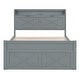 preview thumbnail 15 of 16, Full Size Wooden Bed w/ Storage Headboard w/ Outlets, Extendable Bed with Twin Size Trundle w/ Three Storage Drawers,White