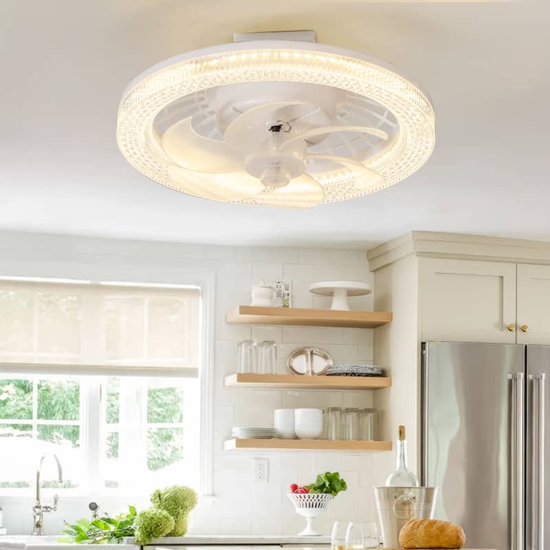 13-In Socket White LED Ceiling Fans with Lights and Remote