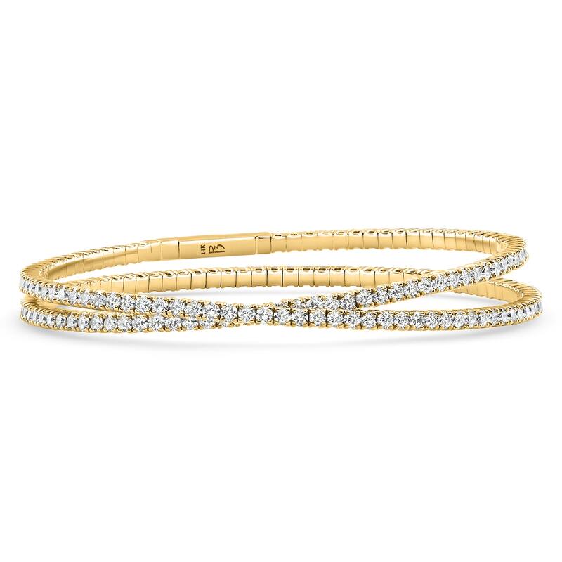 1.70Ct Round Double Flex Diamond Bangle 7" Tennis Bracelet Gold Lab Grown
