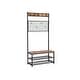 Industrial Coat Stand, Shoe Rack Bench with Grid Memo Board, 9 Hooks ...