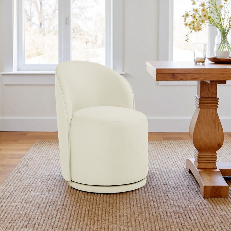 23" W Upholstered Swivel Side Chair for Dining Room, Balcony, Parlour - Beige-Cotton Linen