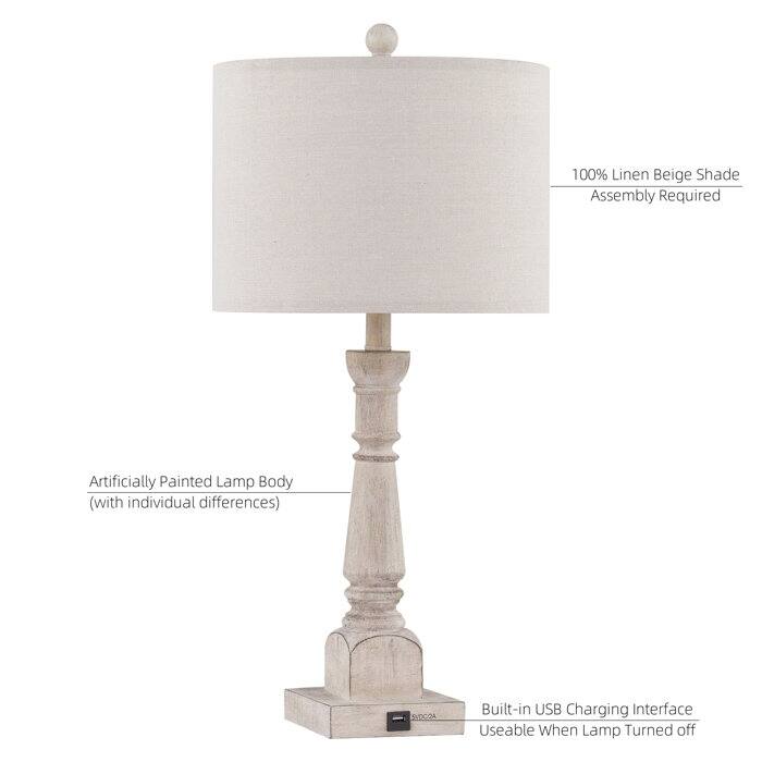 27" Resin USB Table Lamp Set