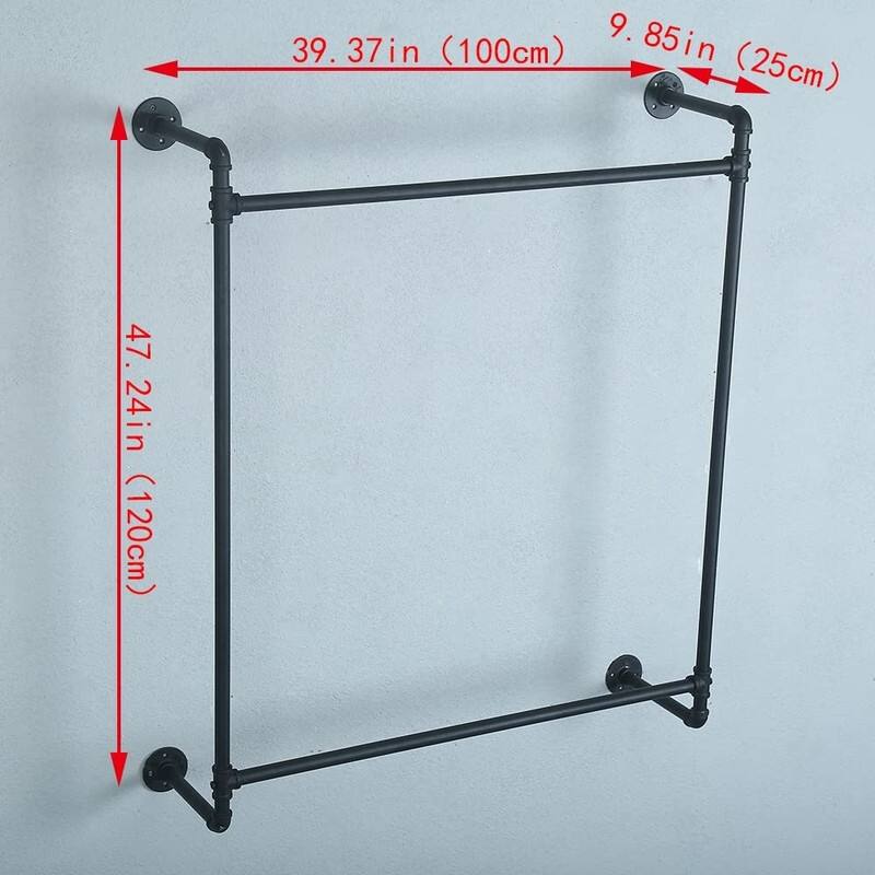 Industrial Pipe Clothing Rack Wall Mounted