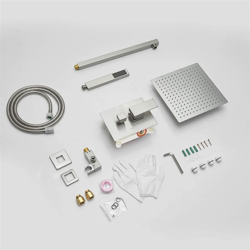 16 Inch Wall Mounted Shower Faucet With Handheld Shower Modern Shower System With Rain Shower Head With Pressure Balance Valve