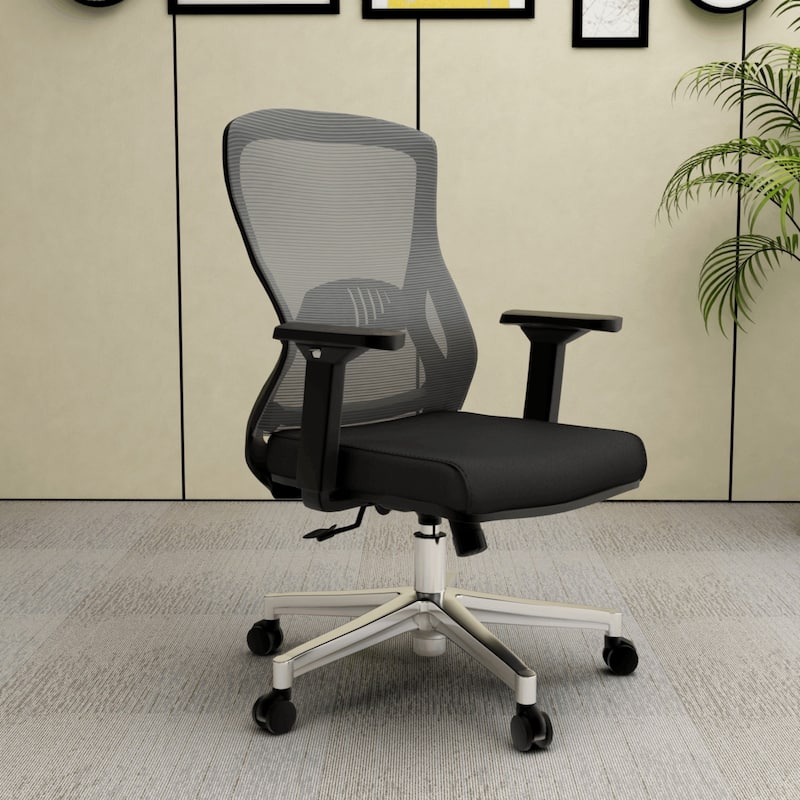 Cotton Office Chair with Mesh Mid-Back Adorit Series by LeisureMod