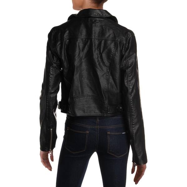 Shop Free People Womens Heartache Moto Coat Faux Leather Long Sleeves Free Shipping Today Overstock 29363723