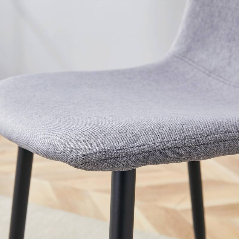 Linen Dining Chair Set of 4 Armless Dining Chair with Metal Legs Kitchen Chair with Round Back Interior Side Chair