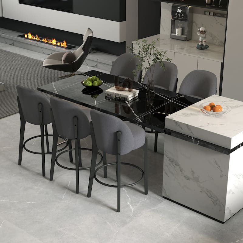 set of 4 Upholstered Counter Height Bar Stools - Set of 6 - Grey