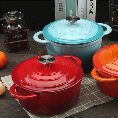 Enameled Cast Iron Dutch Oven with Self Basting Lid Cookware Pot 4.5QT ...