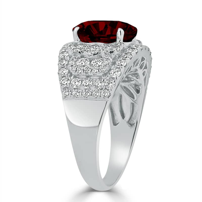Auriya 2 7/8ct Oval Red Garnet and Diamond Ring 1 1/3ctw 18K Gold