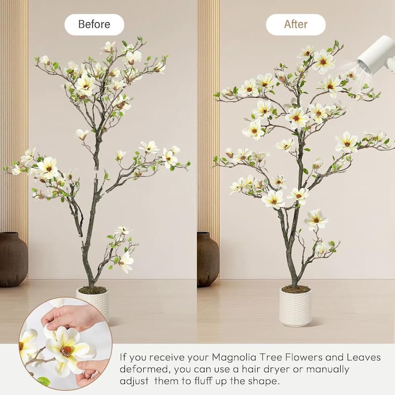 Faux Artificial Flower Tree, Magnolia Plants for Home Decor