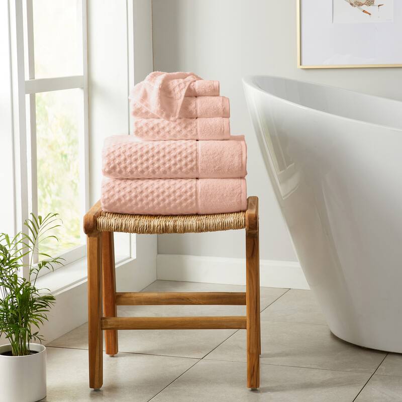 Linery & Co. Cotton Diamond Waffle Texture Bath Towels
