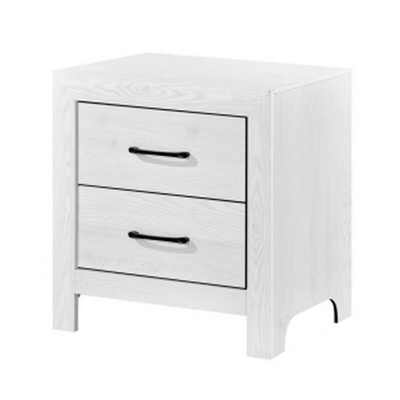 White/Black 2 Drawer 23.5 in. W Nightstand with Sturdy Hardware and Ample Storage