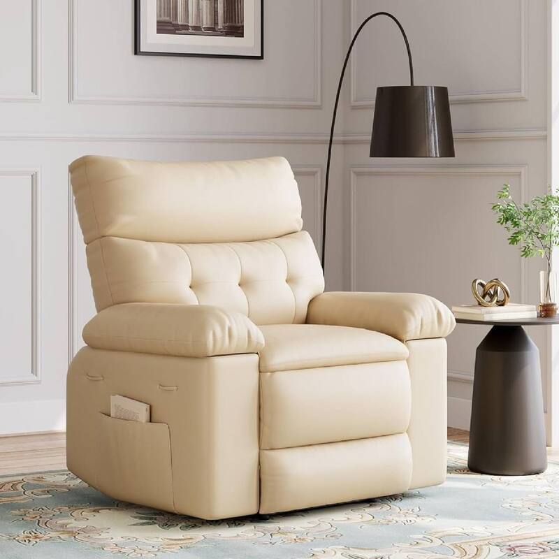 Oversized Rocker Swivel Recliner Chair, Lazy Sofa Chair for Living Room, Outdoor - Beige