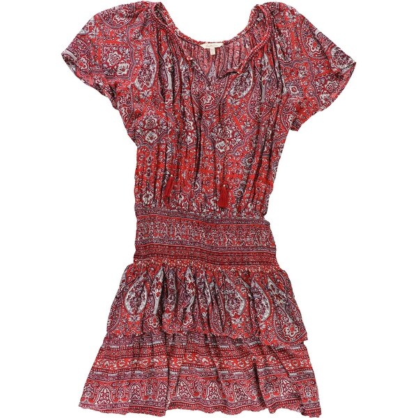 red patterned dress