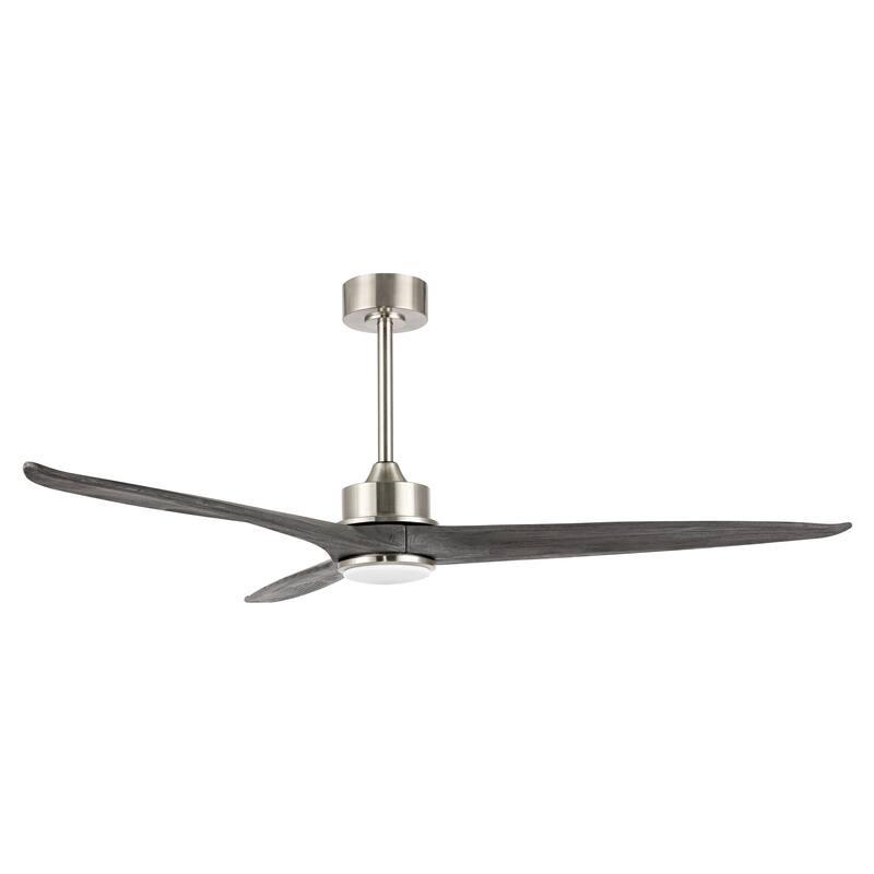 60" Solid Wood 3-Blade LED Ceiling Fan with Light Kit and Remote Control