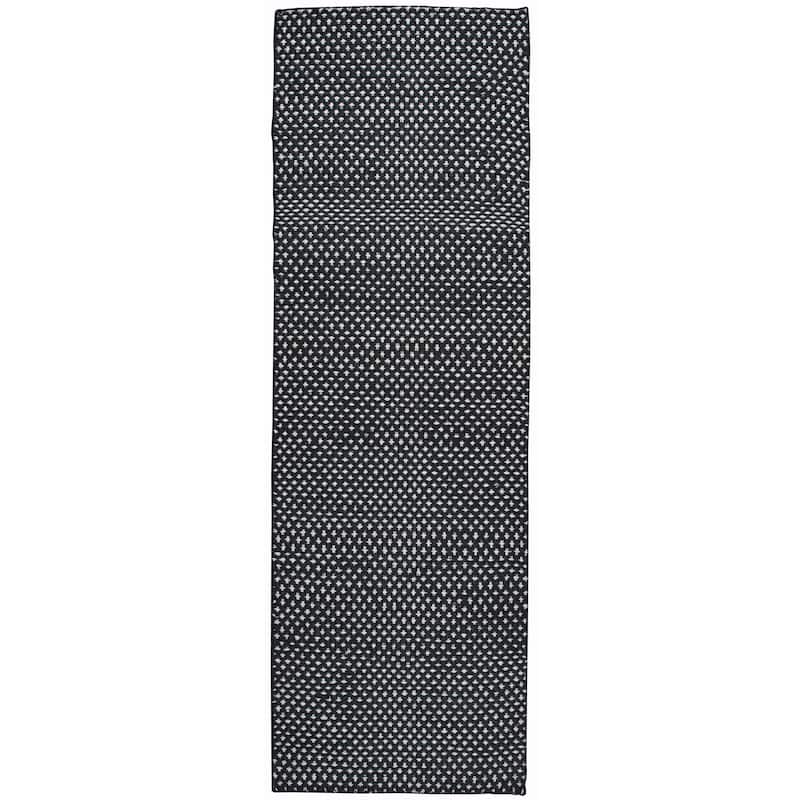 Alora Decor Harlem Reversible Criss Cross Hand-woven Wool Blend Rug - 2'6" x 8' - Black