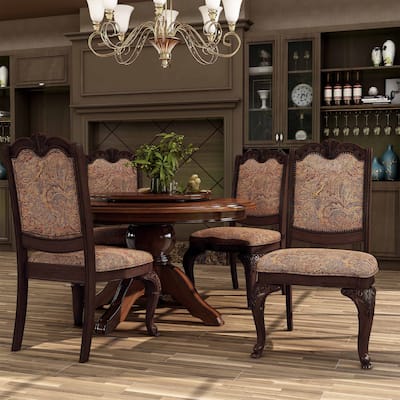 Furniture of America Kova Traditional Cherry Fabric Formal Dining Chairs (Set of 2)