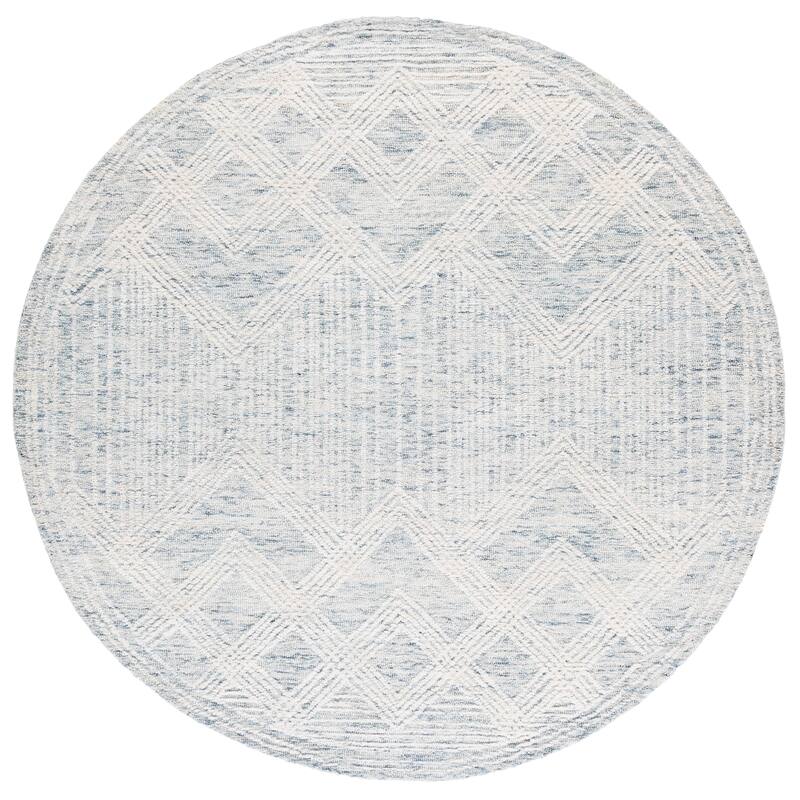 SAFAVIEH Handmade Pine Bine Modern Wool Rug - 6' Round - Light Grey/Ivory