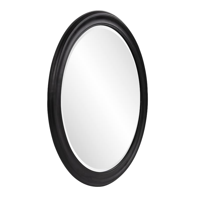 Allan Andrews Copper Grove Matte Black Round Wood Frame Lilas Wall Mirror
