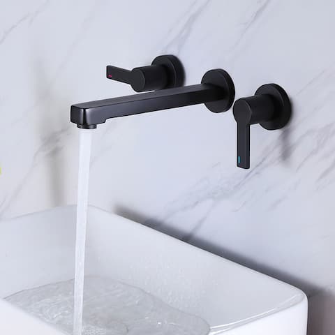 Matte Black 2 Handle 3 Hole Widespread Waterfall Bathroom Faucet